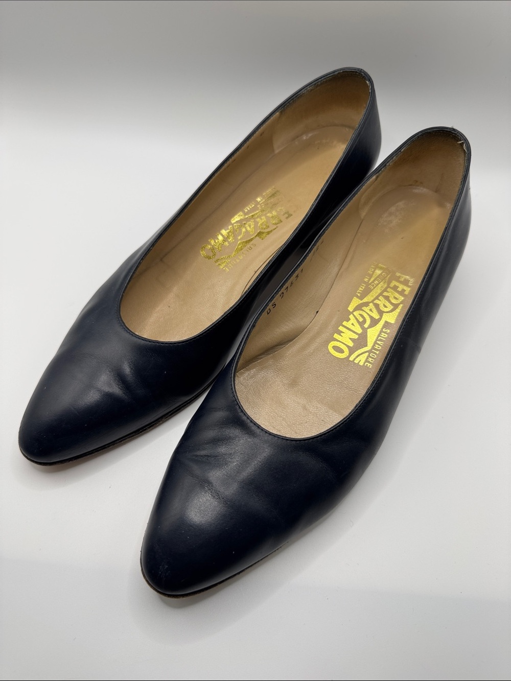Salvatore Ferragamo Black Leather Ballet Flats